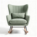 Fauteuil à bascule en tissu vert avec coussin dimensions 75 x 80 x 100cm