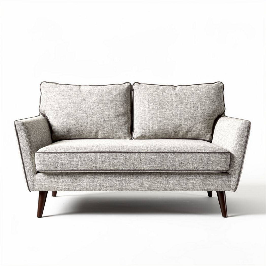 Canapé 2 places en tissu gris clair avec structure en bois 150 x 80 x 85cm