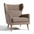 Fauteuil classique en tissu beige avec structure en bois naturel 85 x 80 x 100cm