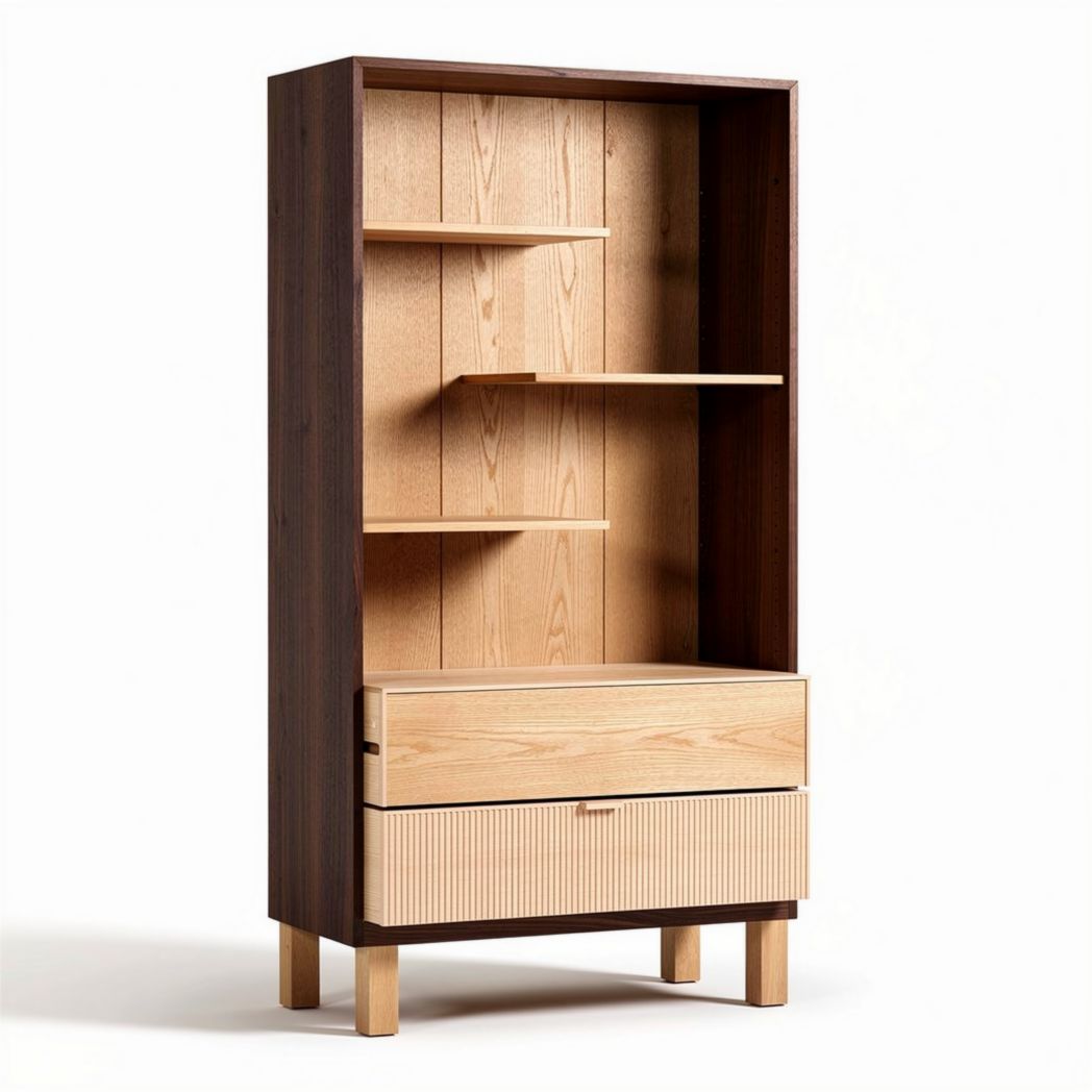 Bibliothèque en bois avec étagères et tiroir dimensions 80 x 40 x 180 cm