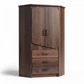 Armoire en bois foncé avec portes coulissantes et trois tiroirs 80 x 40 x 190cm