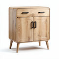 Meuble de rangement en bois naturel avec tiroir et deux portes 45 x 40 x 60cm