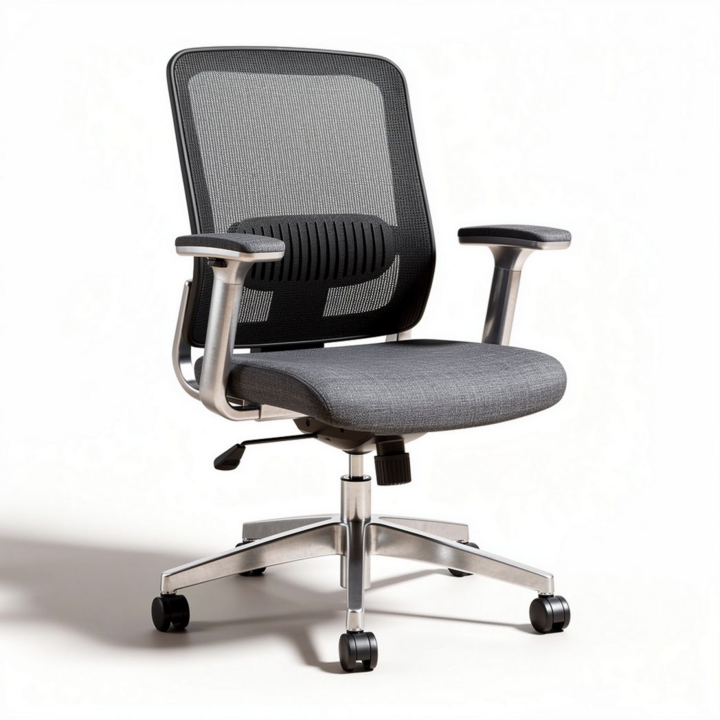 Chaise de bureau ergonomique en mesh gris avec roues pivotantes 60 x 60 x 100cm