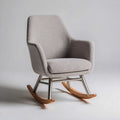 Fauteuil à bascule en tissu gris avec structure en bois et métal 80 x 75 x 85cm