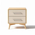 Table de chevet en bois naturel avec deux tiroirs 50 x 40 x 45cm beige