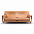 Canapé en cuir brun de style moderne 180 x 80 x 75 cm avec accoudoirs en bois