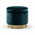 Pouf en velours vert bouteille avec base en métal doré dimensions 40 x 40 x 45cm